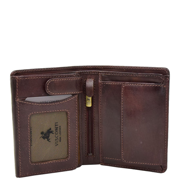 House Of Leather Mens RFID BiFold Leather Wallet Taunton Brown