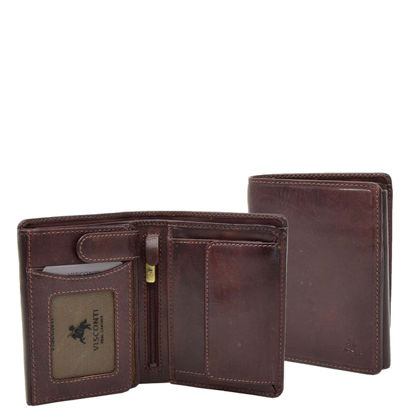 house of leather Mens RFID BiFold Leather Wallet Taunton Brown