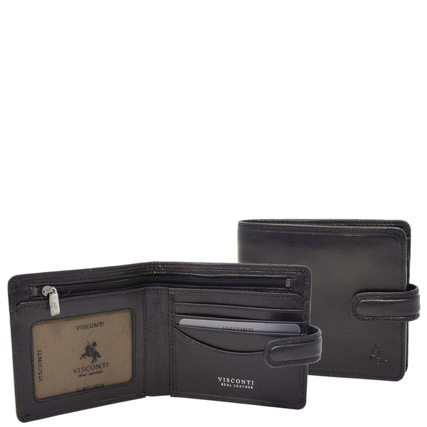 house of leather Mens RFID Slim Fold Leather Wallet Eastbourne Black