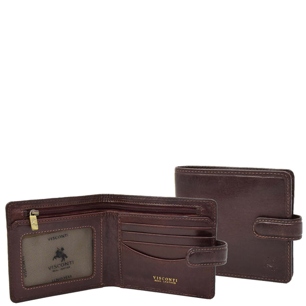 house of leather Mens RFID Slim Fold Leather Wallet Eastbourne Brown