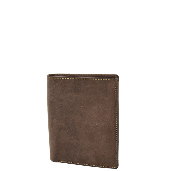 House Of Leather Mens Single Fold Real Leather Wallet Zurich Brown