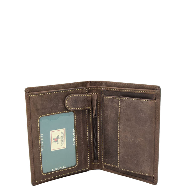 House Of Leather Mens Single Fold Real Leather Wallet Zurich Brown