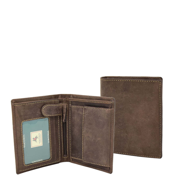 house of leather Mens Single Fold Real Leather Wallet Zurich Brown