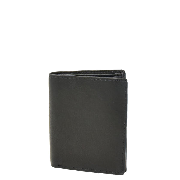 House Of Leather Mens Small Bifold Leather Wallet Venus Black