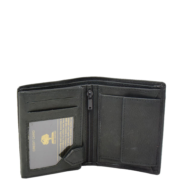 House Of Leather Mens Small Bifold Leather Wallet Venus Black