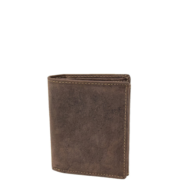 House Of Leather Mens Small Bifold Leather Wallet Venus Brown