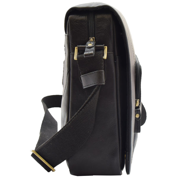 House Of Leather Mens Smart Casual Shoulder Leather Organiser Bag San Antonio Black