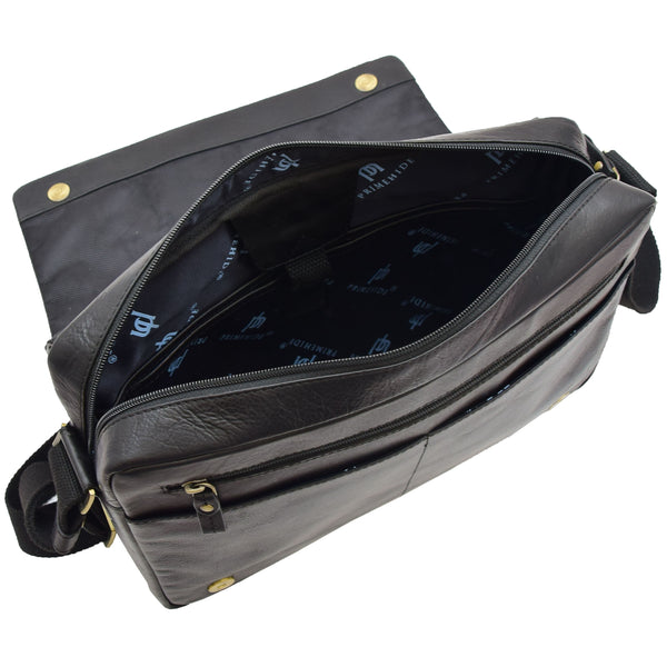 House Of Leather Mens Smart Casual Shoulder Leather Organiser Bag San Antonio Black