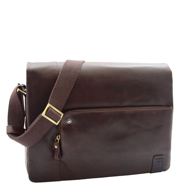 house of leather Mens Smart Casual Shoulder Leather Organiser Bag San Antonio Brown