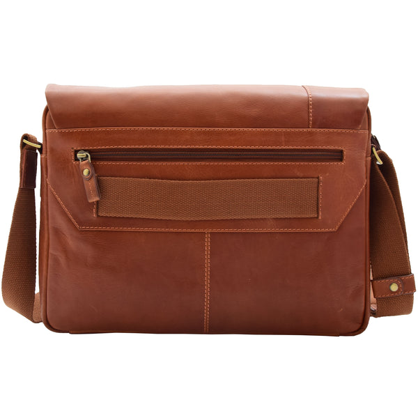 House Of Leather Mens Smart Casual Shoulder Leather Organiser Bag San Antonio Chestnut