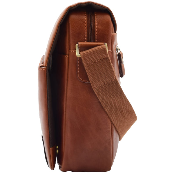 House Of Leather Mens Smart Casual Shoulder Leather Organiser Bag San Antonio Chestnut