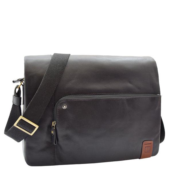 house of leather Mens Smart Casual Shoulder Leather Organiser Bag San Antonio Black