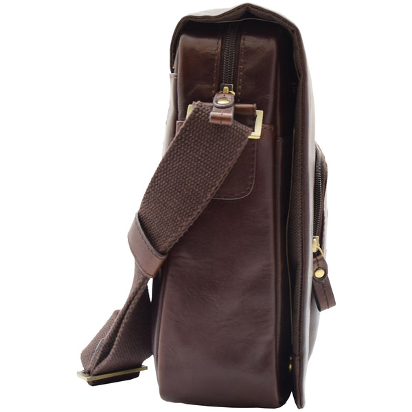 House Of Leather Mens Smart Casual Shoulder Leather Organiser Bag San Antonio Brown