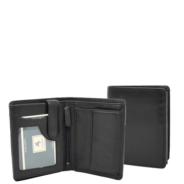 house of leather Mens Soft Leather Large Size Wallet Metis Black