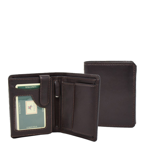 house of leather Mens Soft Leather Large Size Wallet Metis Brown