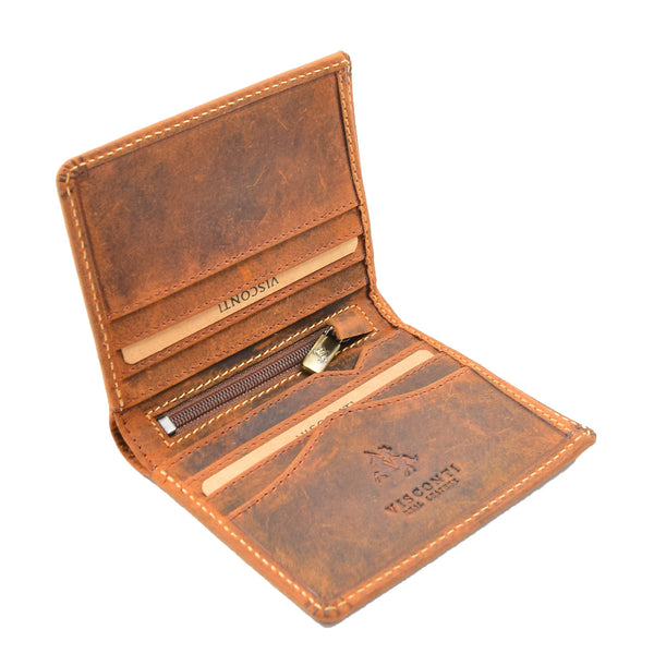 House Of Leather Mens Tan Colour Hunter Leather Wallet RFID Bifold HOL90