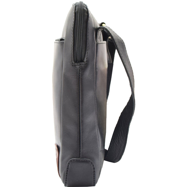 House Of Leather Mens Travel Everyday Casual Leather Cross Body Organiser Bag Sao Salvador Black