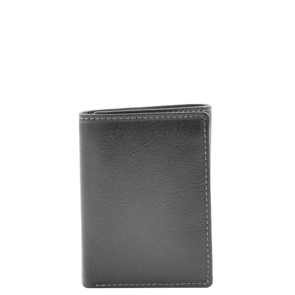 House Of Leather Mens Trifold Leather Credit Card Wallet Titus Black