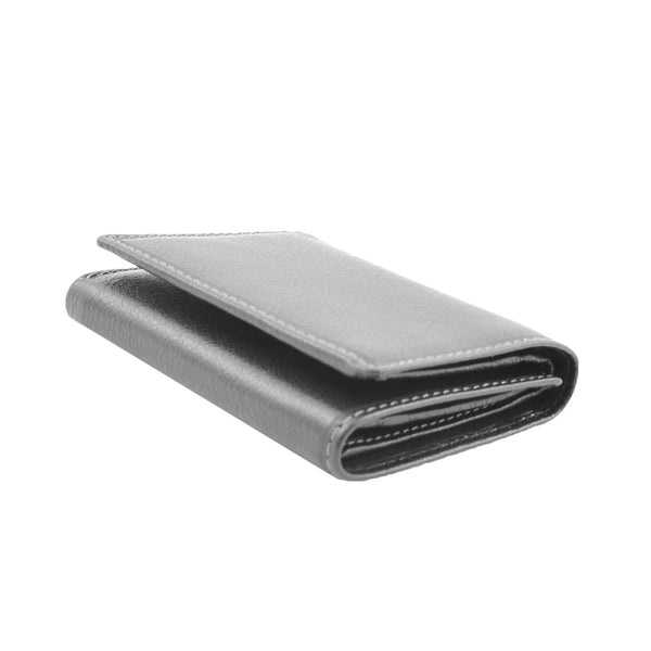 House Of Leather Mens Trifold Leather Credit Card Wallet Titus Black