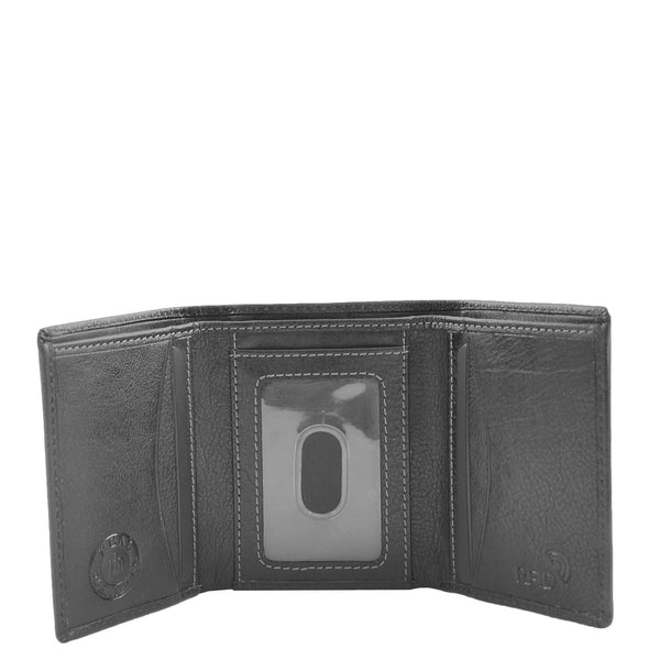 House Of Leather Mens Trifold Leather Credit Card Wallet Titus Black