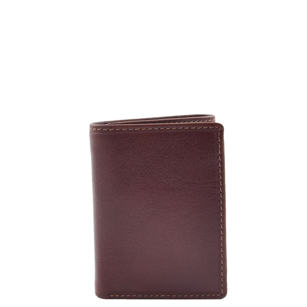 House Of Leather Mens Trifold Leather Credit Card Wallet Titus Brown