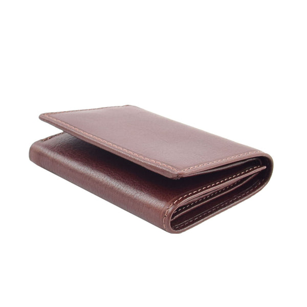House Of Leather Mens Trifold Leather Credit Card Wallet Titus Brown