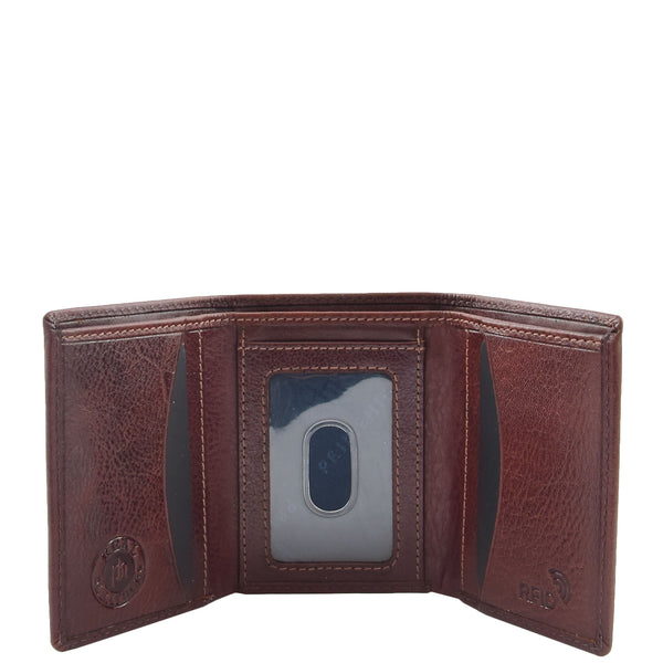House Of Leather Mens Trifold Leather Credit Card Wallet Titus Brown
