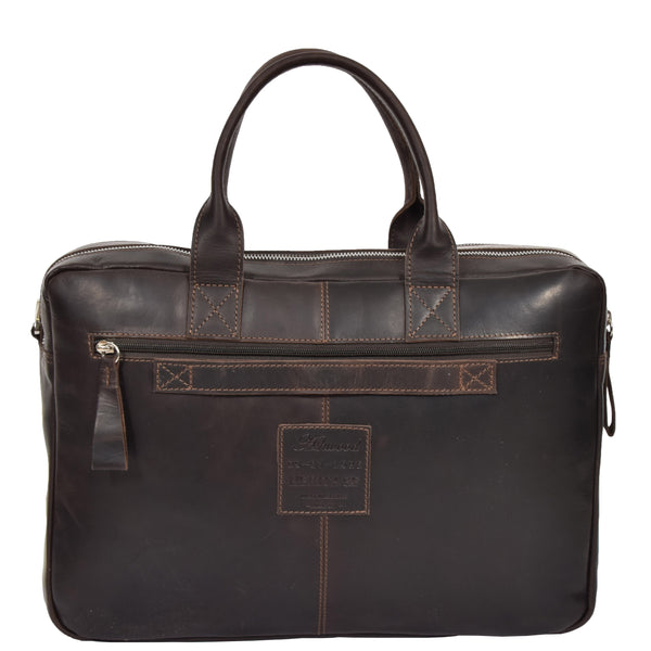 House Of Leather Mens Vintage Leather Organiser Briefcase Mason Brown
