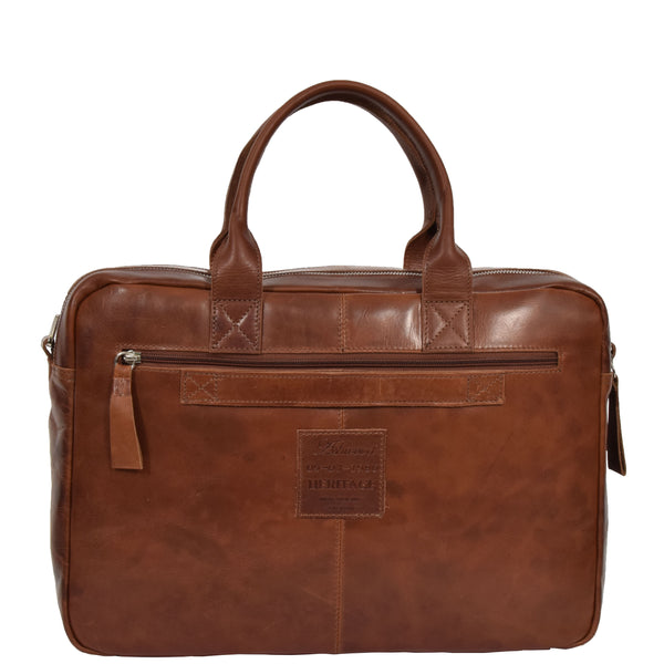 House Of Leather Mens Vintage Leather Organiser Briefcase Mason Tan