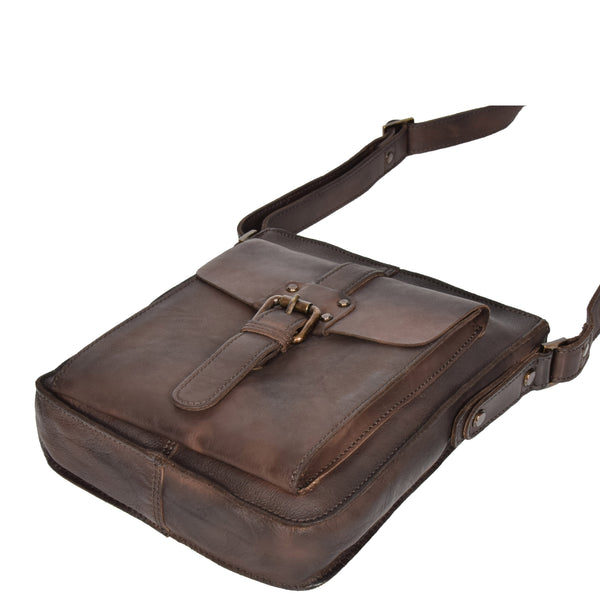 House Of Leather Mens Vintage Leather Small Organiser Bag HOL3799 Brown