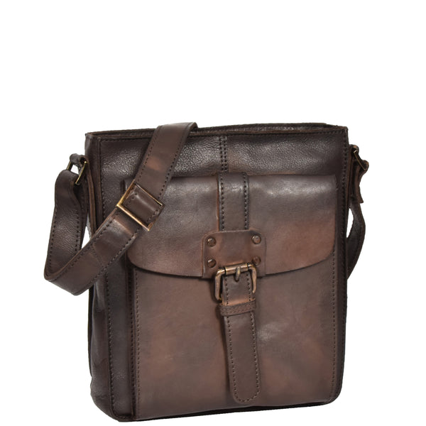 house of leather Mens Vintage Leather Small Organiser Bag HOL3799 Brown