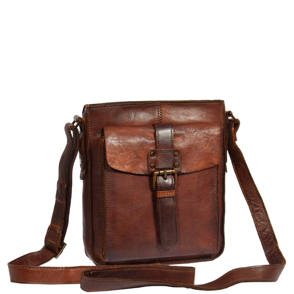 House Of Leather Mens Vintage Leather Small Organiser Bag HOL3799 Tan