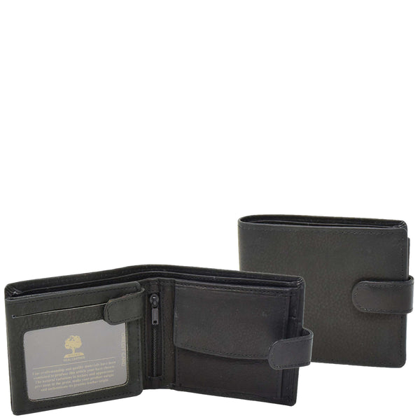 house of leather Mens Wallet with a Buckle Closure Hawking Black