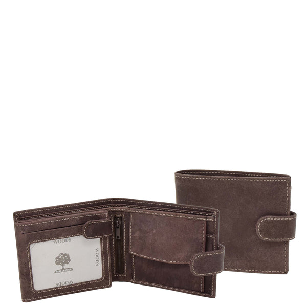 house of leather Mens Wallet with a Buckle Closure Hawking Brown