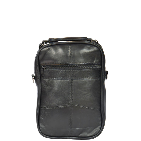 House Of Leather Multi Pocket Leather Bag HOL8541 Black