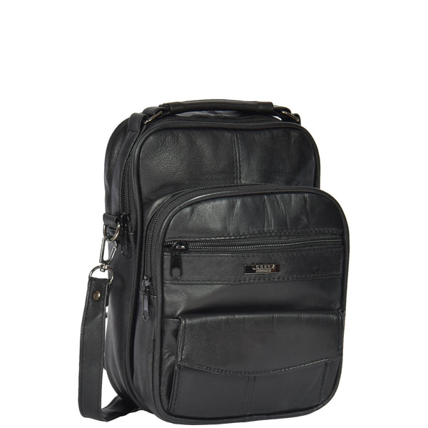 house of leather Multi Pocket Leather Bag HOL8541 Black house of leather Multi Pocket Leather Bag HOL8541 Black