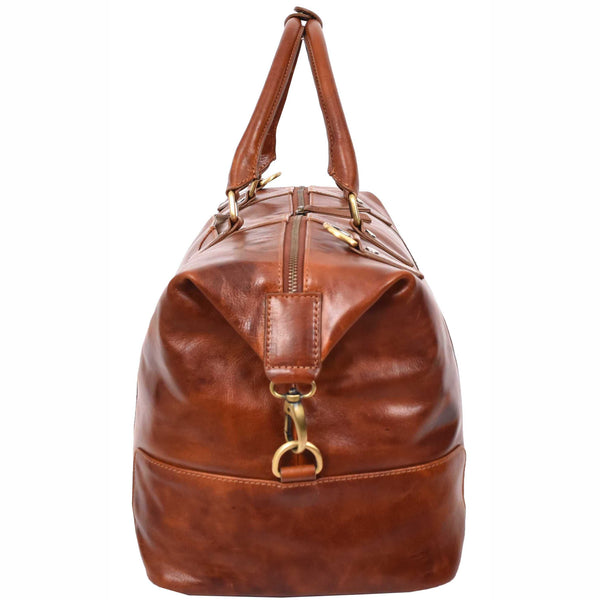 House Of Leather Overnight Weekend Leather Duffle Bag Travel Holdall HOL5002 Cognac