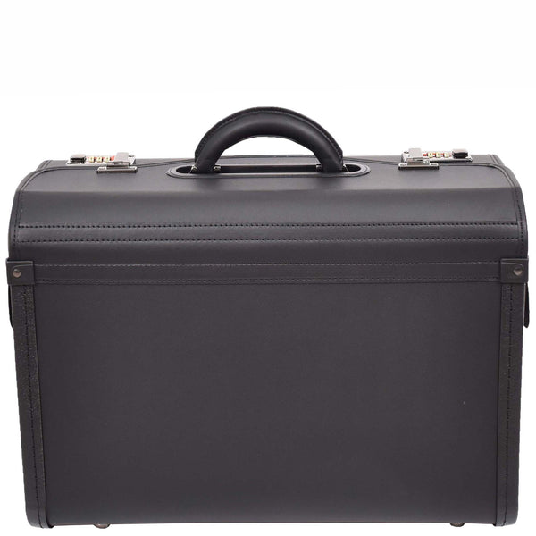 House Of Leather Pilot Case Carry Handle Faux Leather Briefcase Doctors Business Black Bag Lewes