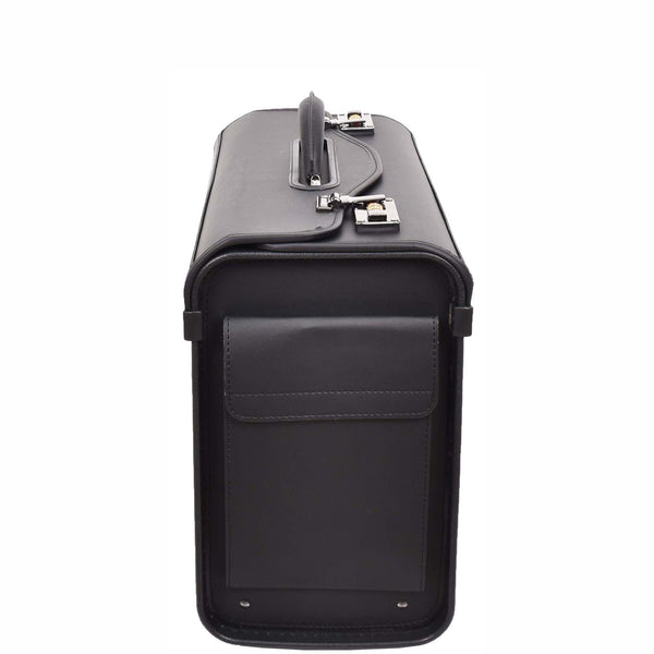 House Of Leather Pilot Case Carry Handle Faux Leather Briefcase Doctors Business Black Bag Lewes