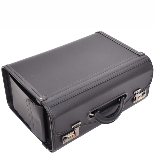 House Of Leather Pilot Case Carry Handle Faux Leather Briefcase Doctors Business Black Bag Lewes