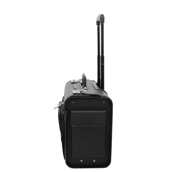 House Of Leather Pilot Case Wheeled Lockable Laptop Bag Aberdeen Black