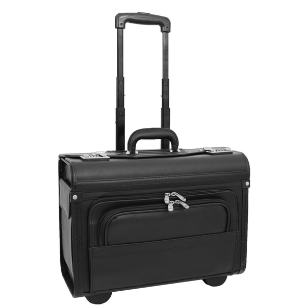 house of leather Pilot Case Wheeled Lockable Laptop Bag Aberdeen Black