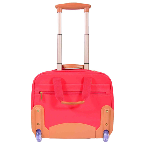 House Of Leather Pilot Case With Wheels Faux Suede Briefcase Style Cadiz Red