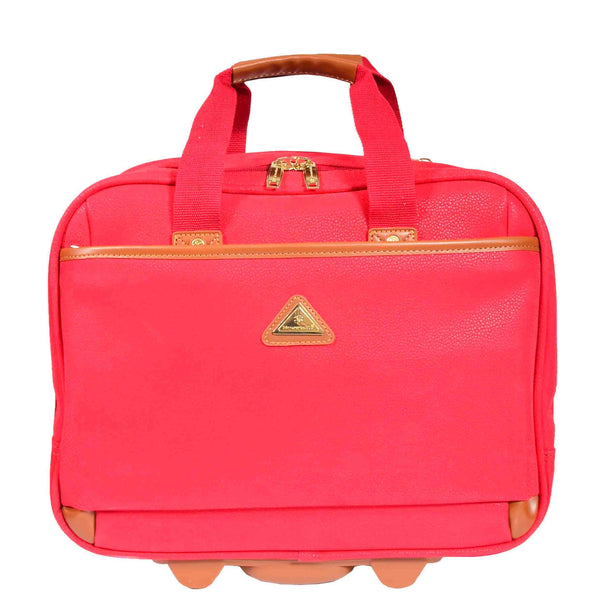 House Of Leather Pilot Case With Wheels Faux Suede Briefcase Style Cadiz Red