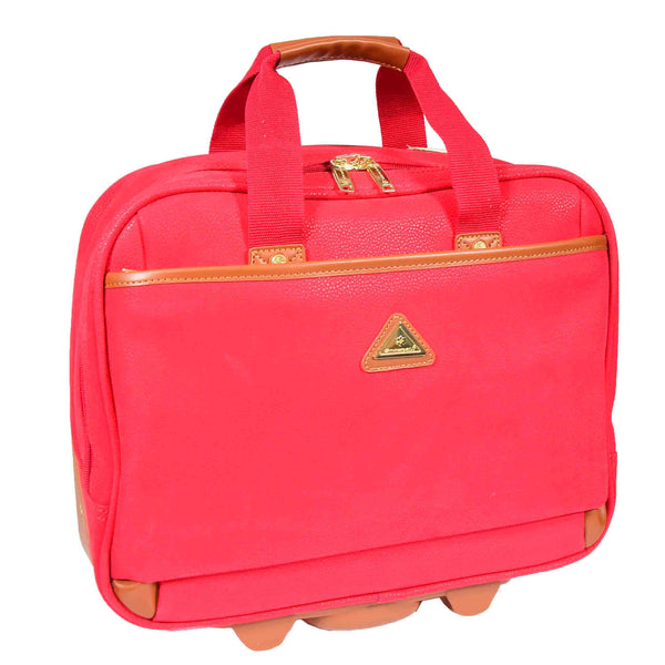 House Of Leather Pilot Case With Wheels Faux Suede Briefcase Style Cadiz Red