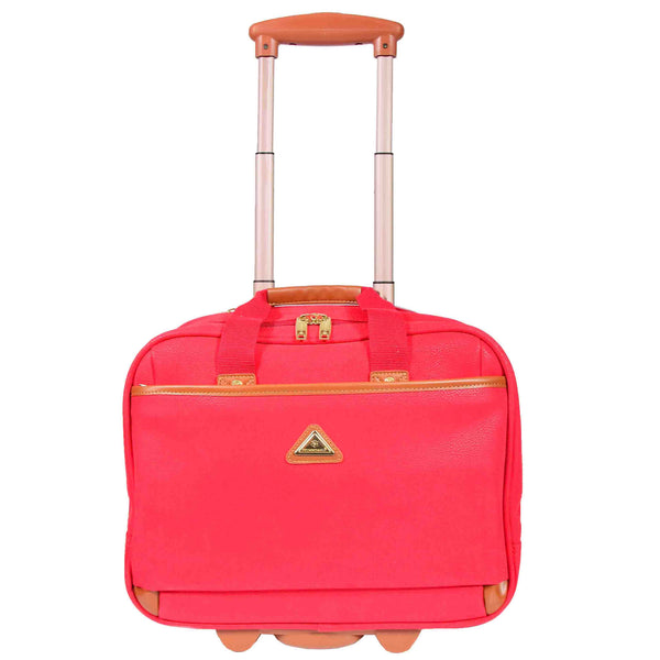 house of leather Pilot Case with Wheels Faux Suede Briefcase Style Cadiz Red