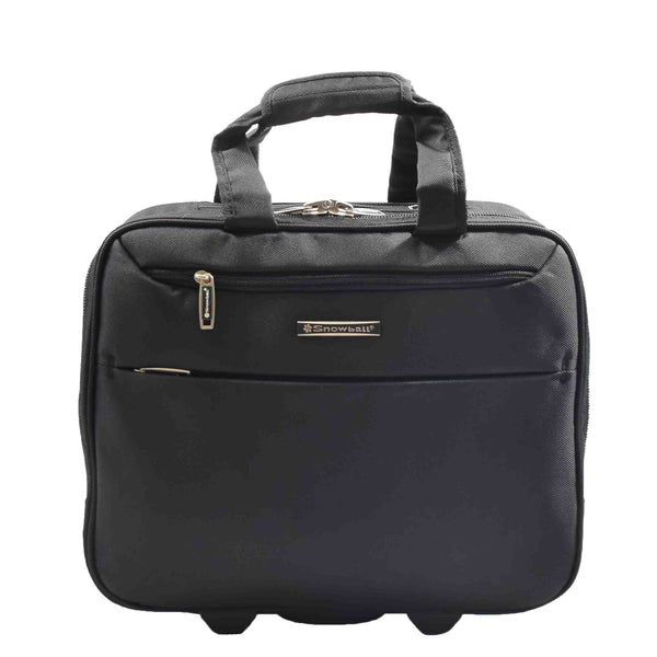 House Of Leather Pilot Case With Wheels Laptop Business Briefcase ARKOMA Black