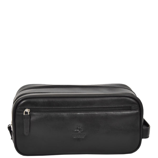 House Of Leather Premium Leather Wash Bag Harry Black