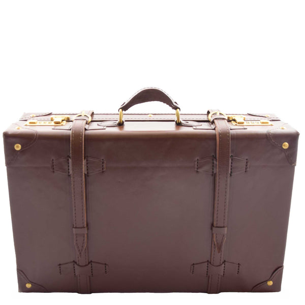 House Of Leather Real Leather Antique Travel Steamer Trunk HOL1188 Brown