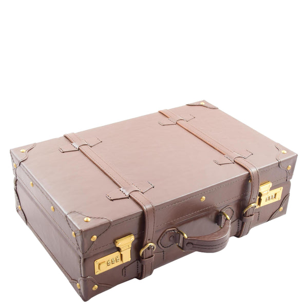 House Of Leather Real Leather Antique Travel Steamer Trunk HOL1188 Brown